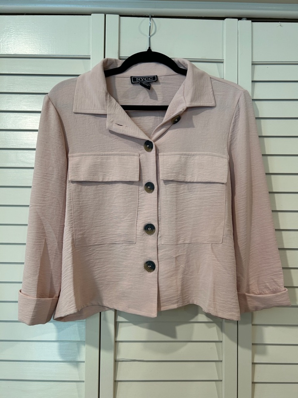 New York & Company Soft Pink Button Down Blouse Size M